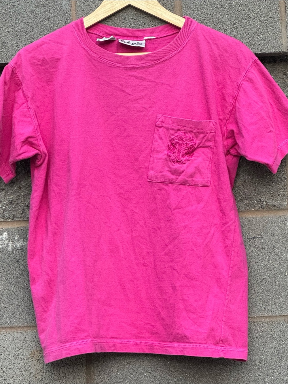 Women’s Vintage 90’s Rafaella Embroidered Crest Pocket Hot Pink Crewneck Small